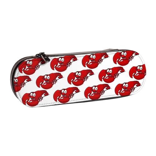 WURTON Federmäppchen aus Leder mit rotem Hummer-Druck, Vintage, schickes, kompaktes Federmäppchen aus Leder von WURTON