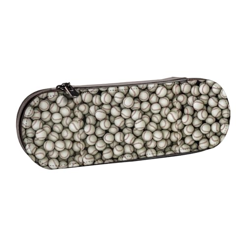 WURTON Federmäppchen mit Baseball-Druck, Vintage, Leder, schickes, kompaktes Federmäppchen aus Leder von WURTON