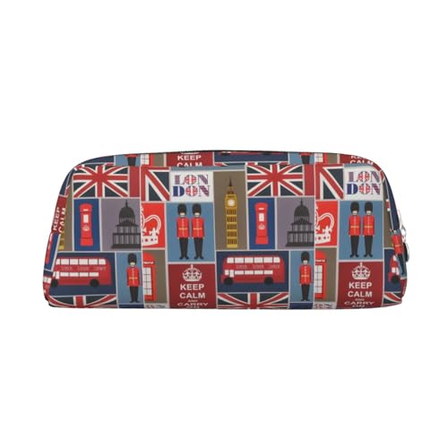 WURTON Federmäppchen mit England-Symbol-Aufdruck, multifunktionales Federmäppchen, Büro, stilvolle Reißverschluss-Bleistifttasche von WURTON
