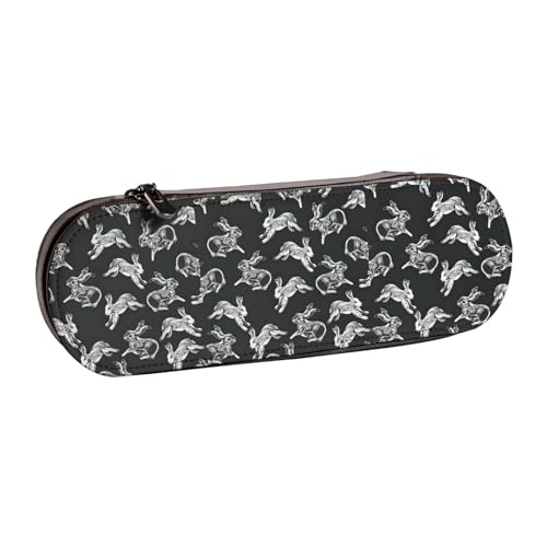 WURTON Federmäppchen mit Hasen-Motiv, Vintage, Leder, schick, kompakt, Federmäppchen aus Leder von WURTON