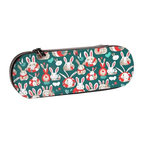 WURTON Federmäppchen mit Hasen-Motiv, Vintage, Leder, schickes, kompaktes Federmäppchen aus Leder von WURTON