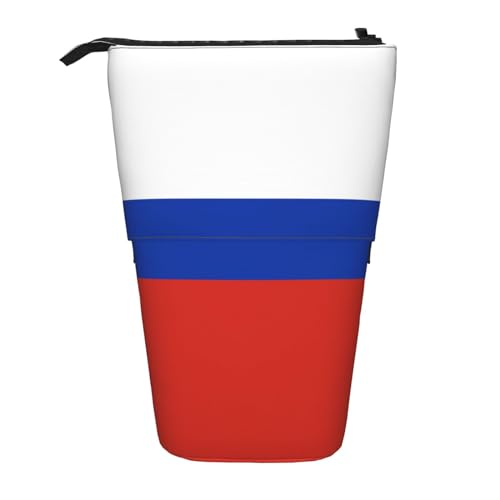 WURTON Federmäppchen mit Singapur-Flagge, Teleskop-Aufbewahrungstasche für Schreibwaren, Büro-Make-up-Aufbewahrung, Russische Flagge, One Size von WURTON