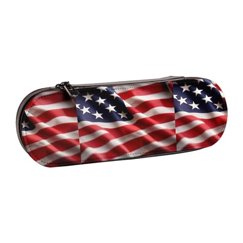 WURTON Federmäppchen mit amerikanischer Flagge, Vintage, Leder, schick, kompakt, Federmäppchen aus Leder von WURTON