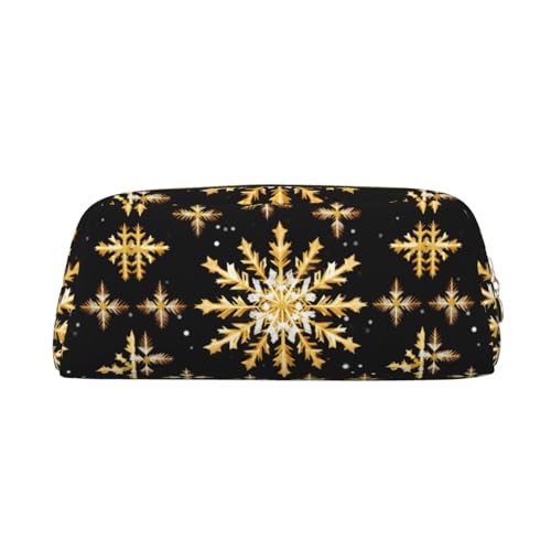 WURTON Federmäppchen mit goldenem Weihnachts-Schneeflocken-Druck, multifunktionales Federmäppchen, Büro, stilvolle Reißverschluss-Bleistifttasche von WURTON