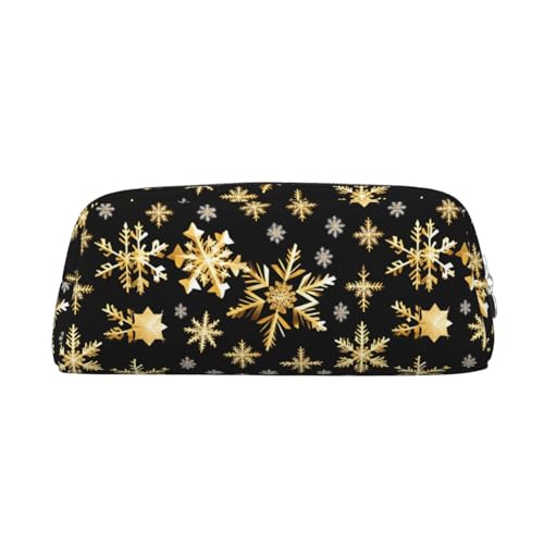 WURTON Federmäppchen mit goldenem Weihnachts-Schneeflocken-Druck, multifunktionales Federmäppchen, Büro, stilvolle Reißverschluss-Bleistifttasche von WURTON