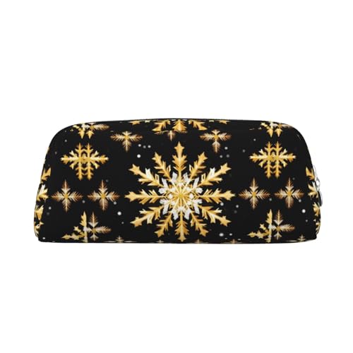 WURTON Federmäppchen mit goldenem Weihnachts-Schneeflocken-Druck, multifunktionales Federmäppchen, Büro, stilvolle Reißverschluss-Bleistifttasche von WURTON