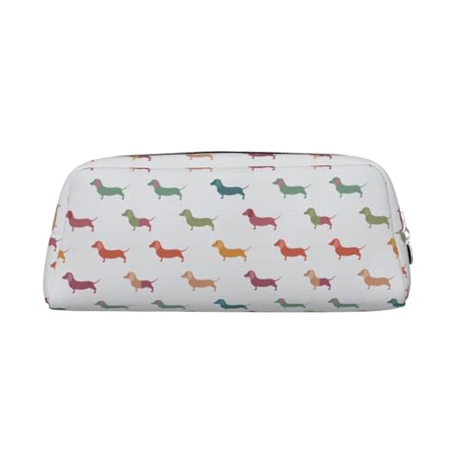 WURTON Federmäppchen mit niedlichem Dackel-Motiv, multifunktionales Federmäppchen, Büro, stilvoll, mit Reißverschluss von WURTON