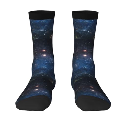 WURTON Galaxy Space Print Erwachsene Socken Leichte Socken Athletic Crew Socken Alltag Besondere Anlässe, 3 Schwarz, Einheitsgr��e von WURTON