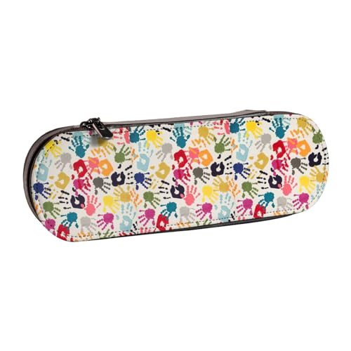 WURTON Handdruck Druck Vintage Leder Federmäppchen - Schickes kompaktes Leder-Federmäppchen Beutel Federmäppchen von WURTON