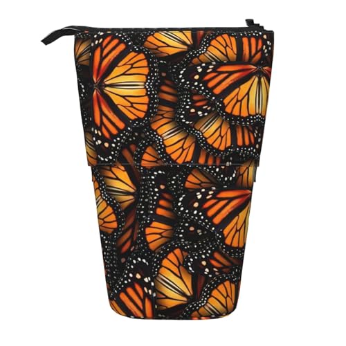 WURTON Heaps of Orange Monarch Butterflies Print Pencil Case Telescopic Case Versatile Storage Bag Office and Adult Storage Box Gifts von WURTON