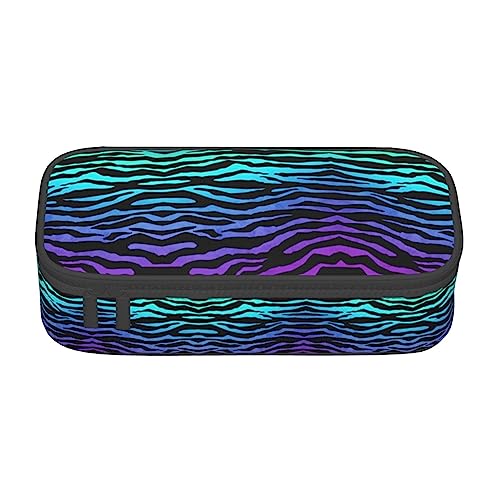 WURTON Lila Blau Grün Camouflage Zebra Streifen Print Unisex Reißverschluss Große Kapazität Bleistift Fall Kleine Stift Tasche Erwachsene Kosmetik Make-up Tasche Bürobedarf von WURTON