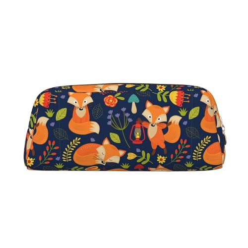 WURTON Niedliches Federmäppchen mit Fuchs-Blumendruck, multifunktionales Federmäppchen, Büro, stilvolle Reißverschlusstasche von WURTON