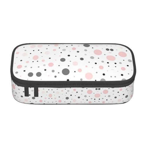 WURTON Rosa Grau Weiß Modern Polka Dot Muster Druck Reißverschluss Federmäppchen Multi-slot Stift Kapazität Bleistift Tasche für Schule Bürobedarf von WURTON