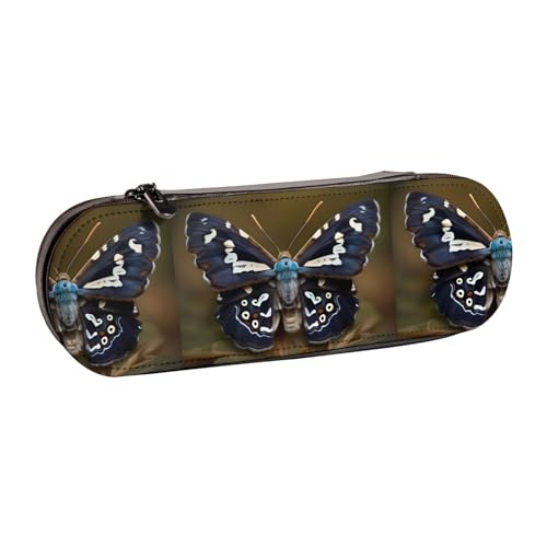 WURTON Schönes Federmäppchen aus Leder mit Mottenflügel-Aufdruck, schickes, kompaktes Federmäppchen, Federmäppchen, Federmäppchen von WURTON