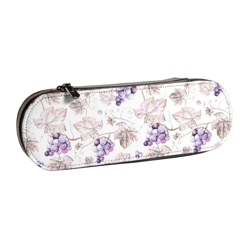 WURTON Schönes Federmäppchen aus Leder mit Weinblättern, kompaktes und vielseitiges Stifteetui aus Leder von WURTON