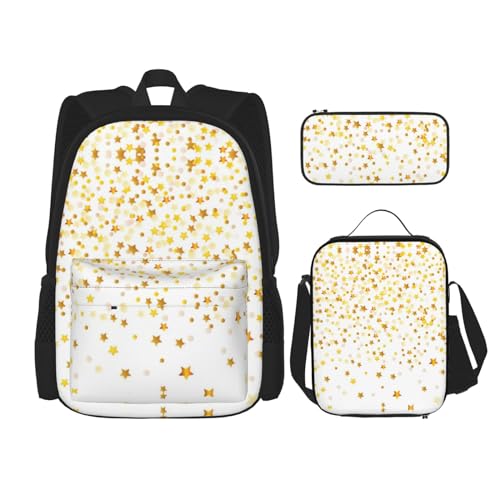 WURTON Sparsed Dreamy Stars and Spots Print Rucksack Mädchen Jungen Schultaschen Teenager Lunchbox und Federmäppchen 3 in 1 Büchertaschen Set von WURTON