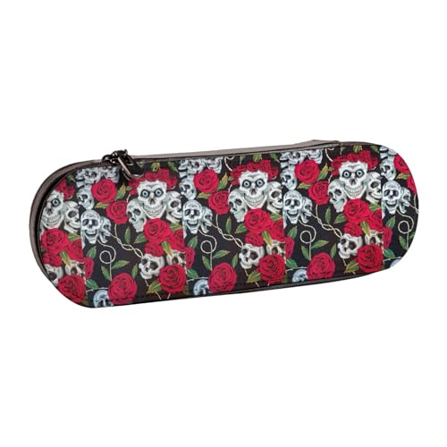 WURTON Stilvolles Federmäppchen aus Leder mit Totenkopf-Augen, kompaktes und vielseitiges Stifteetui aus Leder von WURTON