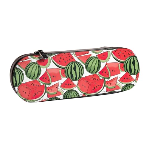 WURTON Stilvolles Federmäppchen aus Leder mit Wassermelonen-Druck, kompakt und vielseitig, Stifteetui, Leder von WURTON