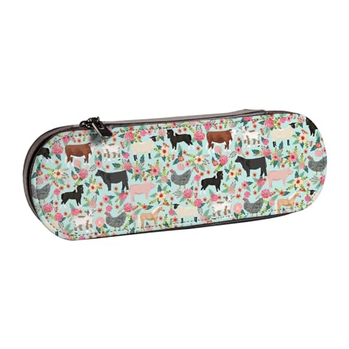 WURTON Stilvolles Leder-Federmäppchen mit Bauernhoftier-Motiv, kompakt und vielseitig, Stifteetui aus Leder von WURTON