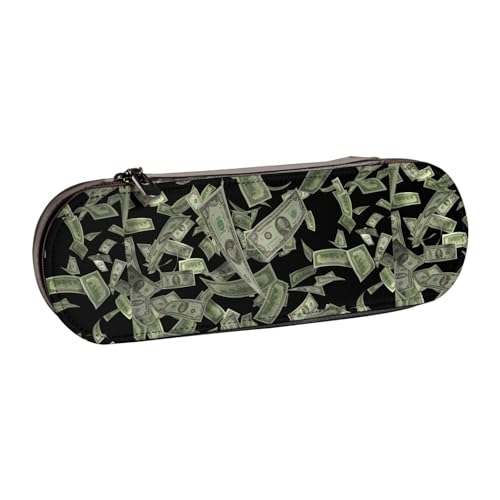 WURTON Stilvolles Leder-Federmäppchen mit Dollarzeichen, Gelddruck, kompakt und vielseitig, Stifteetui aus Leder von WURTON
