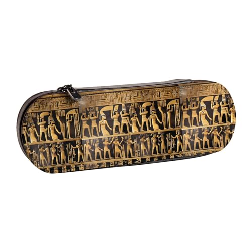WURTON Stylisches Federmäppchen aus Leder mit Ägypten-Hieroglyphen – kompaktes und vielseitiges Stifteetui aus Leder von WURTON