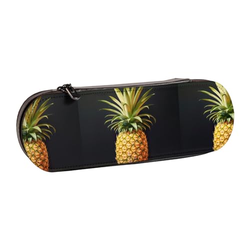 WURTON Stylisches Federmäppchen aus Leder mit Ananas-Malerei, kompaktes und vielseitiges Stifteetui aus Leder von WURTON