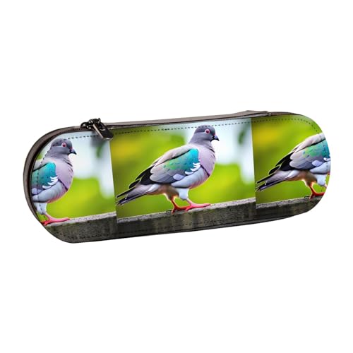 WURTON Stylisches Federmäppchen aus Leder mit Cartoon-Taubenmotiv – kompakt und vielseitig, Stifteetui aus Leder von WURTON