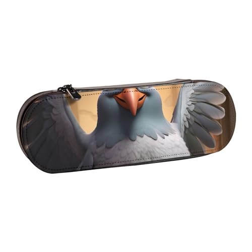 WURTON Stylisches Federmäppchen aus Leder mit Cartoon-Taubenmotiv – kompakt und vielseitig, Stifteetui aus Leder von WURTON