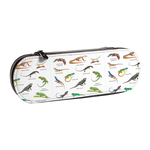 WURTON Stylisches Federmäppchen aus Leder mit Eidechsenaufdruck, kompaktes und vielseitiges Stifteetui aus Leder von WURTON