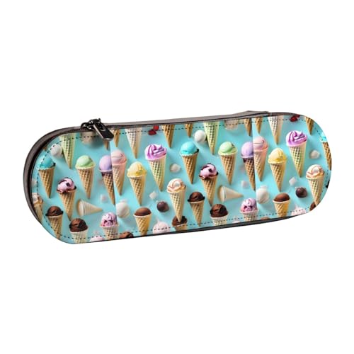 WURTON Stylisches Federmäppchen aus Leder mit Eistüten – kompaktes und vielseitiges Stifteetui aus Leder von WURTON