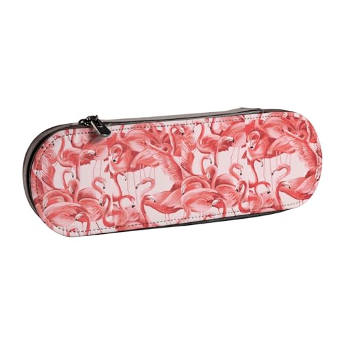 WURTON Stylisches Federmäppchen aus Leder mit Flamingo-Print – kompakt und vielseitig, Stifteetui aus Leder von WURTON