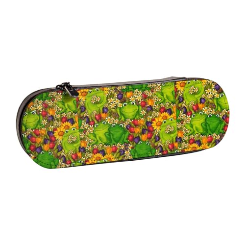 WURTON Stylisches Federmäppchen aus Leder mit Frosch-Motiv, kompakt und vielseitig, Stifteetui aus Leder von WURTON