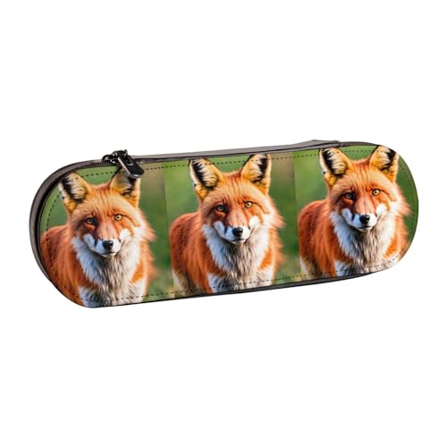WURTON Stylisches Federmäppchen aus Leder mit Fuchs-Aufdruck, kompakt und vielseitig, Stifteetui aus Leder von WURTON