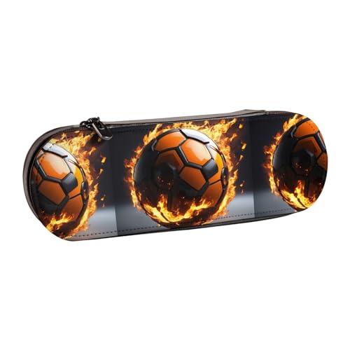 WURTON Stylisches Federmäppchen aus Leder mit Fußball-Aufdruck, kompakt und vielseitig, Stifteetui aus Leder von WURTON