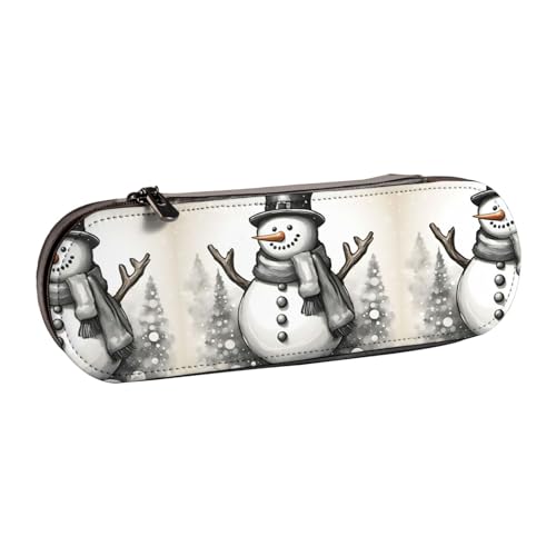 WURTON Stylisches Federmäppchen aus Leder mit Schneemann-Motiv – kompakt und vielseitig, Stifteetui aus Leder von WURTON