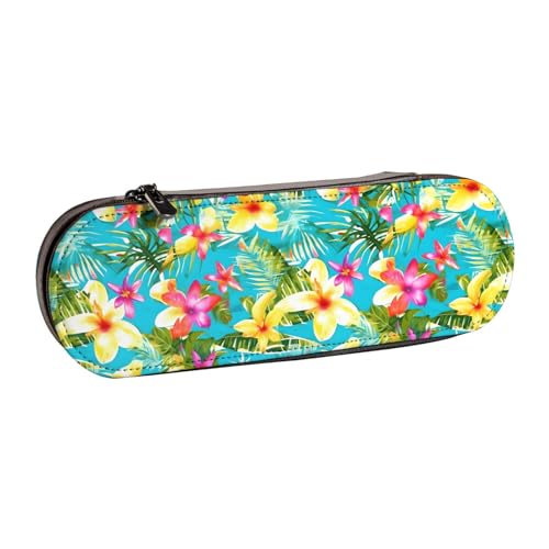 WURTON Stylisches Federmäppchen aus Leder mit hawaiianischem Druck, kompakt und vielseitig, Stifteetui aus Leder von WURTON