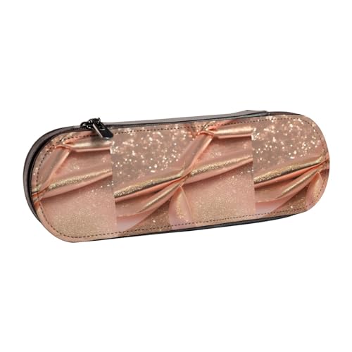 WURTON Stylisches Federmäppchen aus Leder mit rotgoldenem Glitzeraufdruck, kompakt und vielseitig, Stifteetui aus Leder von WURTON