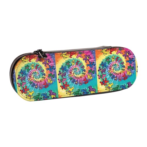 WURTON Stylisches Federmäppchen aus Leder mit tanzendem Bärenmotiv, kompakt und vielseitig, Stifteetui aus Leder von WURTON