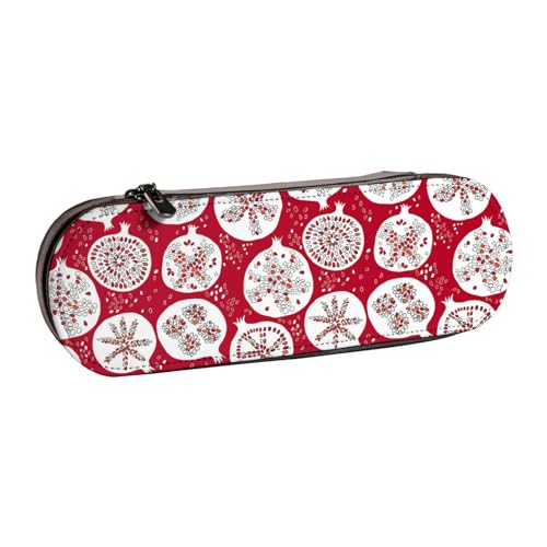 WURTON Stylisches Leder-Federmäppchen mit Granatapfel-Malerei, kompaktes und vielseitiges Stifteetui aus Leder von WURTON