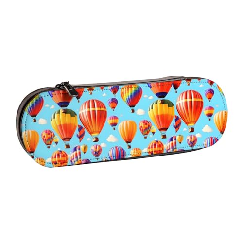 WURTON Stylisches Leder-Federmäppchen mit Heißluftballon-Aufdruck – kompakt und vielseitig, Stifteetui aus Leder von WURTON