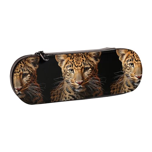 WURTON Stylisches Leder-Federmäppchen mit Leopardenmuster – kompakt und vielseitig, Stifteetui aus Leder von WURTON