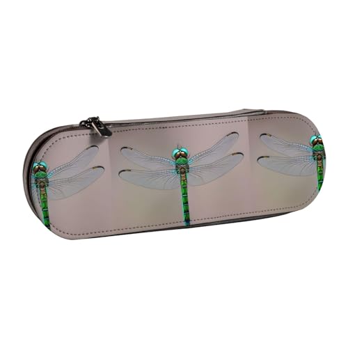 WURTON Stylisches Leder-Federmäppchen mit Libellen-Aufdruck – kompakt und vielseitig, Stifteetui aus Leder von WURTON