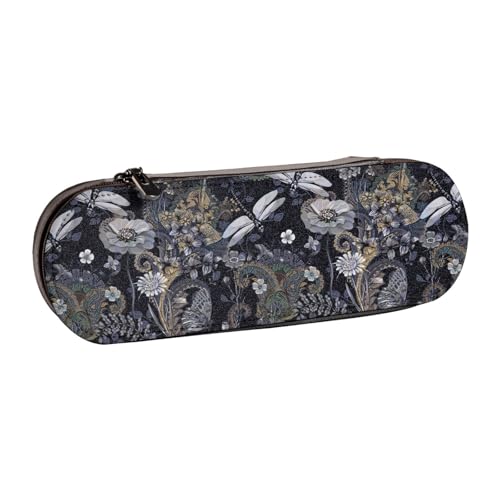 WURTON Stylisches Leder-Federmäppchen mit Libellen-Motiv, kompaktes und vielseitiges Stifteetui aus Leder von WURTON