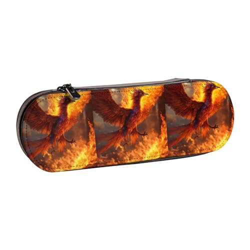 WURTON Stylisches Leder-Federmäppchen mit Phoenix-Aufdruck – kompakt und vielseitig, Stifteetui aus Leder von WURTON