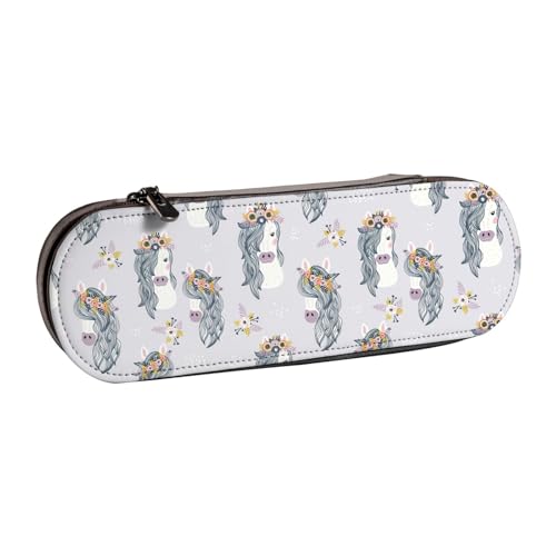 WURTON Stylisches Leder-Federmäppchen mit bezauberndem Pferdemotiv – kompakt und vielseitig, Stifteetui aus Leder von WURTON