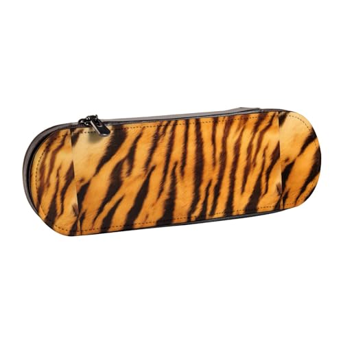 WURTON Tiger Streifen Muster Druck Vintage Leder Federmäppchen - Schickes kompaktes Leder Federmäppchen Tasche Federmäppchen von WURTON