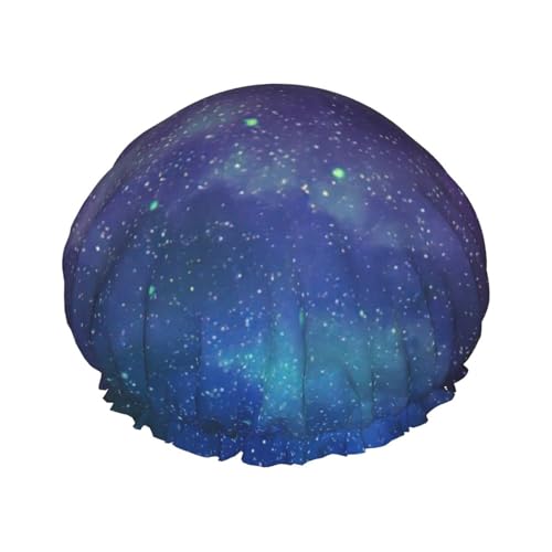 WURTON Universe with Stars Galaxy Interstellar Print Lightweight Shower Cap for Women Double Waterproof Layers Bathing Hat - Breathable von WURTON