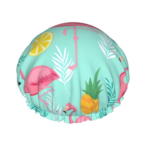 WURTON Weiche Duschhaube für Damen, Flamingo-Druck, wiederverwendbar, umweltfreundlich, Badehauben von WURTON