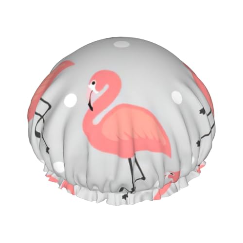 WURTON Weiche Duschhaube für Damen, Flamingo-Druck, wiederverwendbar, umweltfreundlich, Badehauben von WURTON