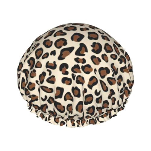 WURTON Weiche Duschhaube für Damen, Leopardenmuster, wiederverwendbar, umweltfreundlich, Haar-Badehauben von WURTON